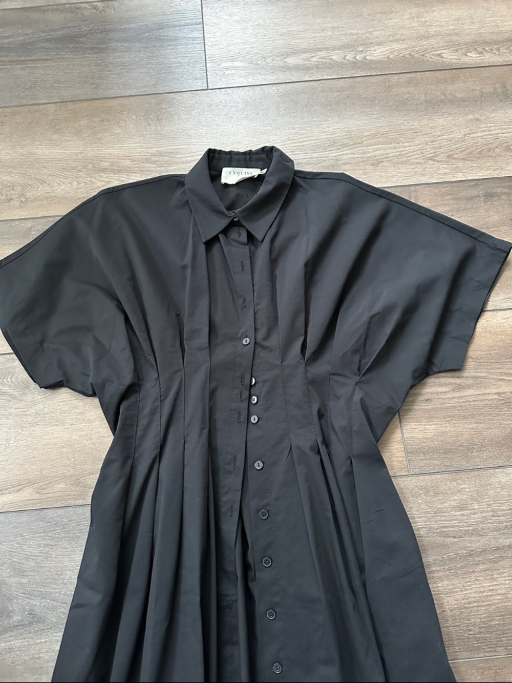 Anthropologie Tobie Maxi Shirt Dress Black | Large - Picture 7 of 11